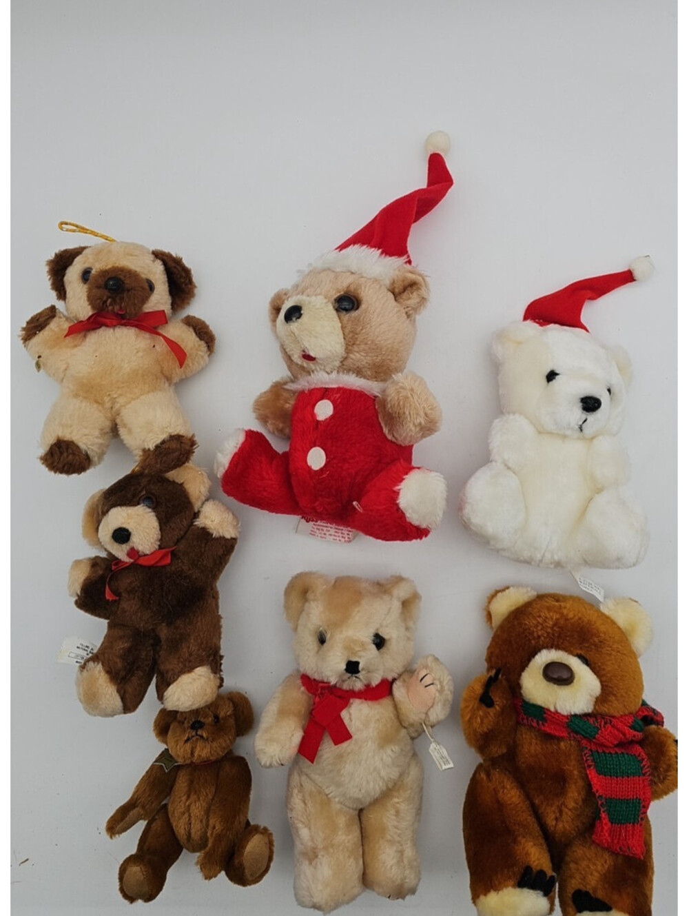 Plush Teddy Bears Lot of 8 ASSORTED COLORS 7" Christmas Winter Bears